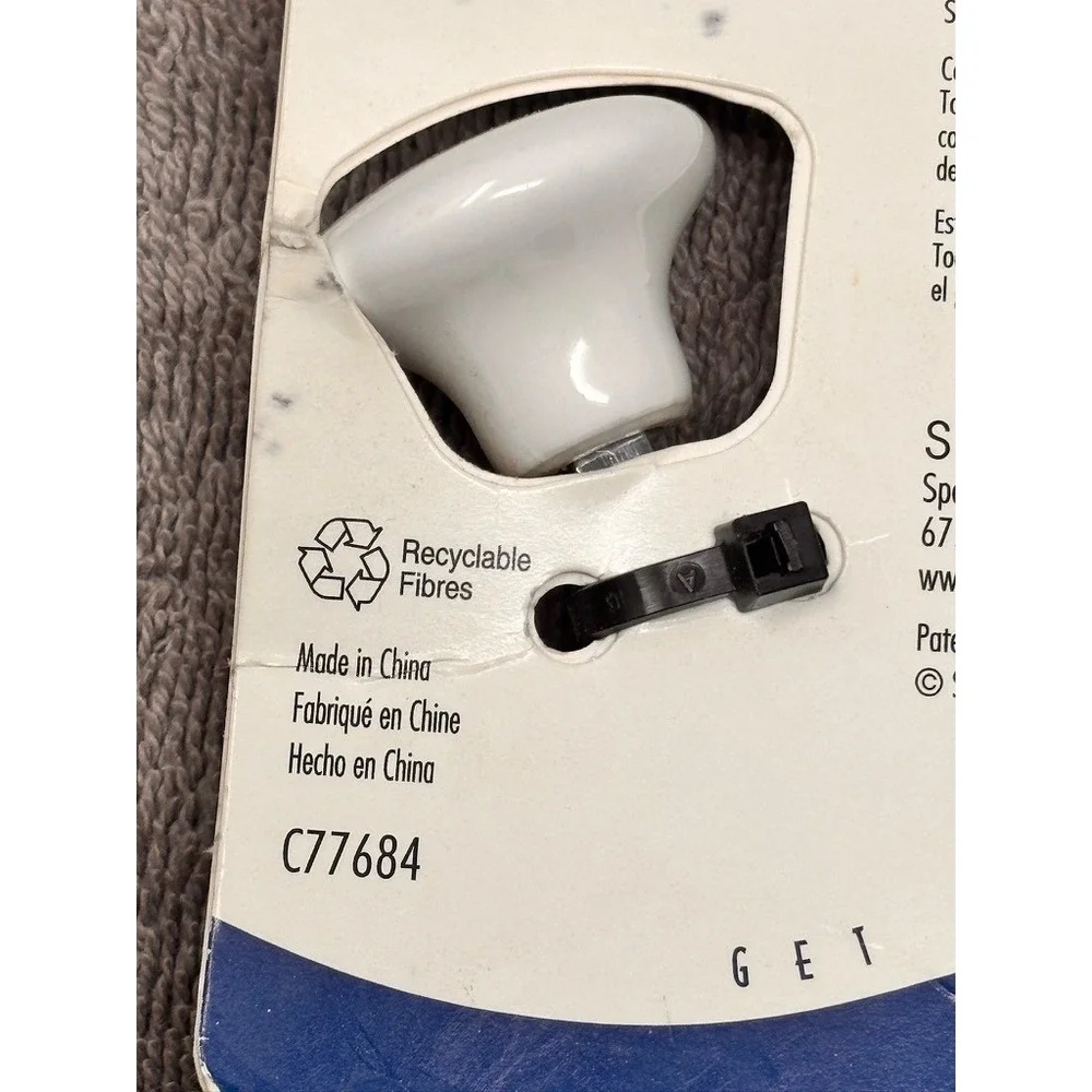 Vtg Cambridge Wall Hook Silver White NEW Chrome Ceramic Single Screw Mount